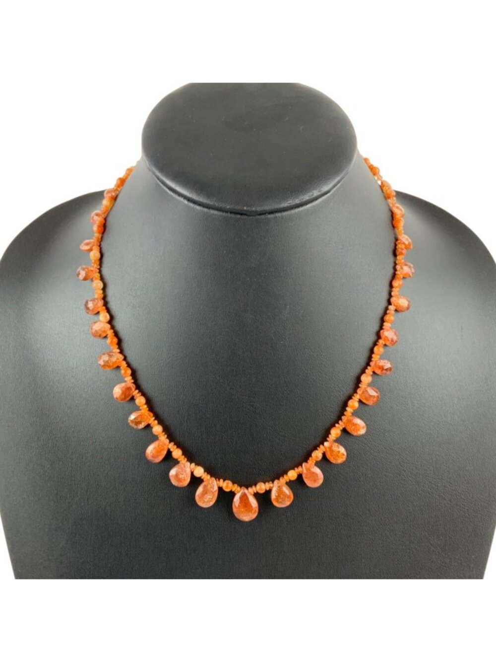 Faceted Sunstone Teardrop 18 in Necklace .925 Sterling Silver Clasp Southwestern